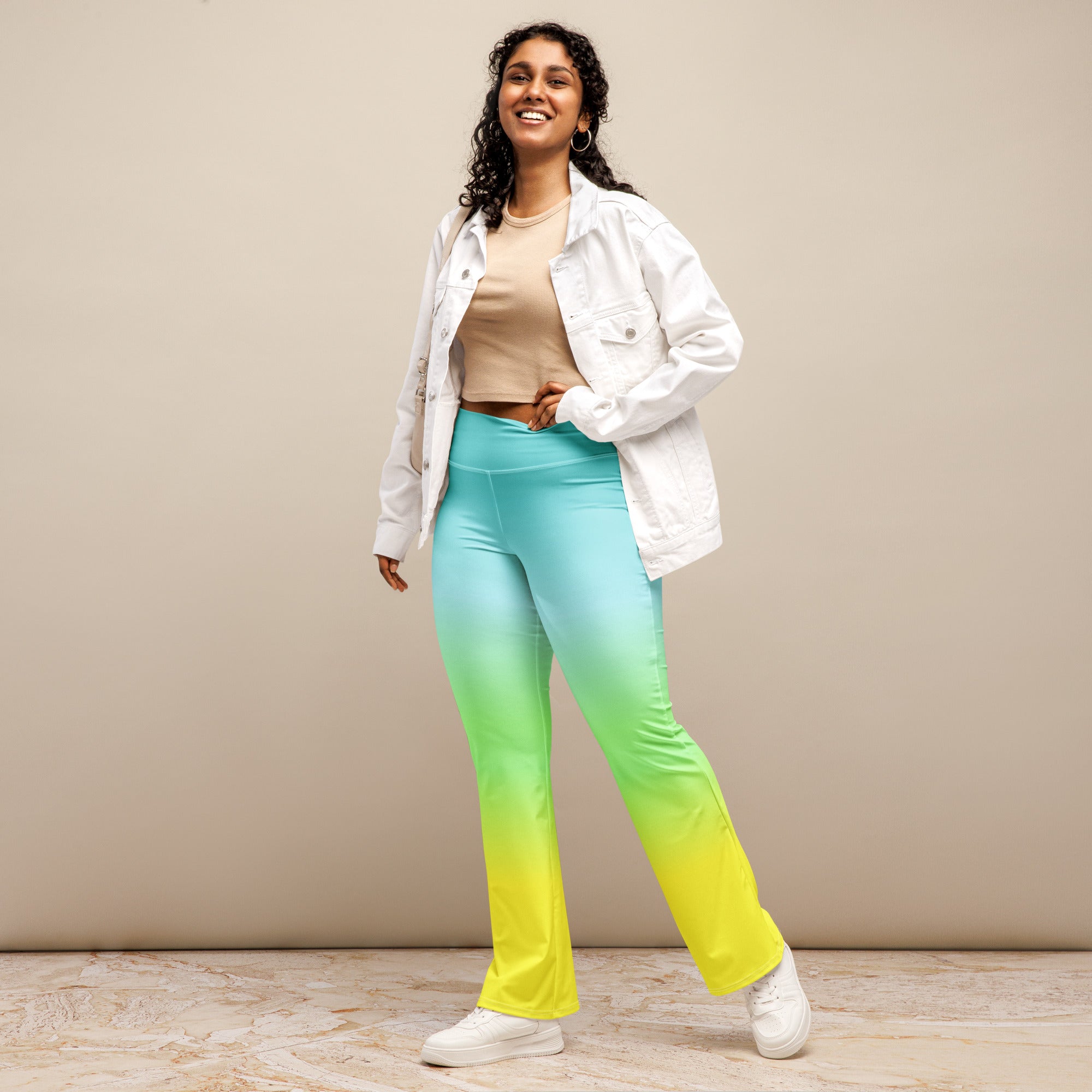 [THC Basics] Tropical Wave Flare Leggings