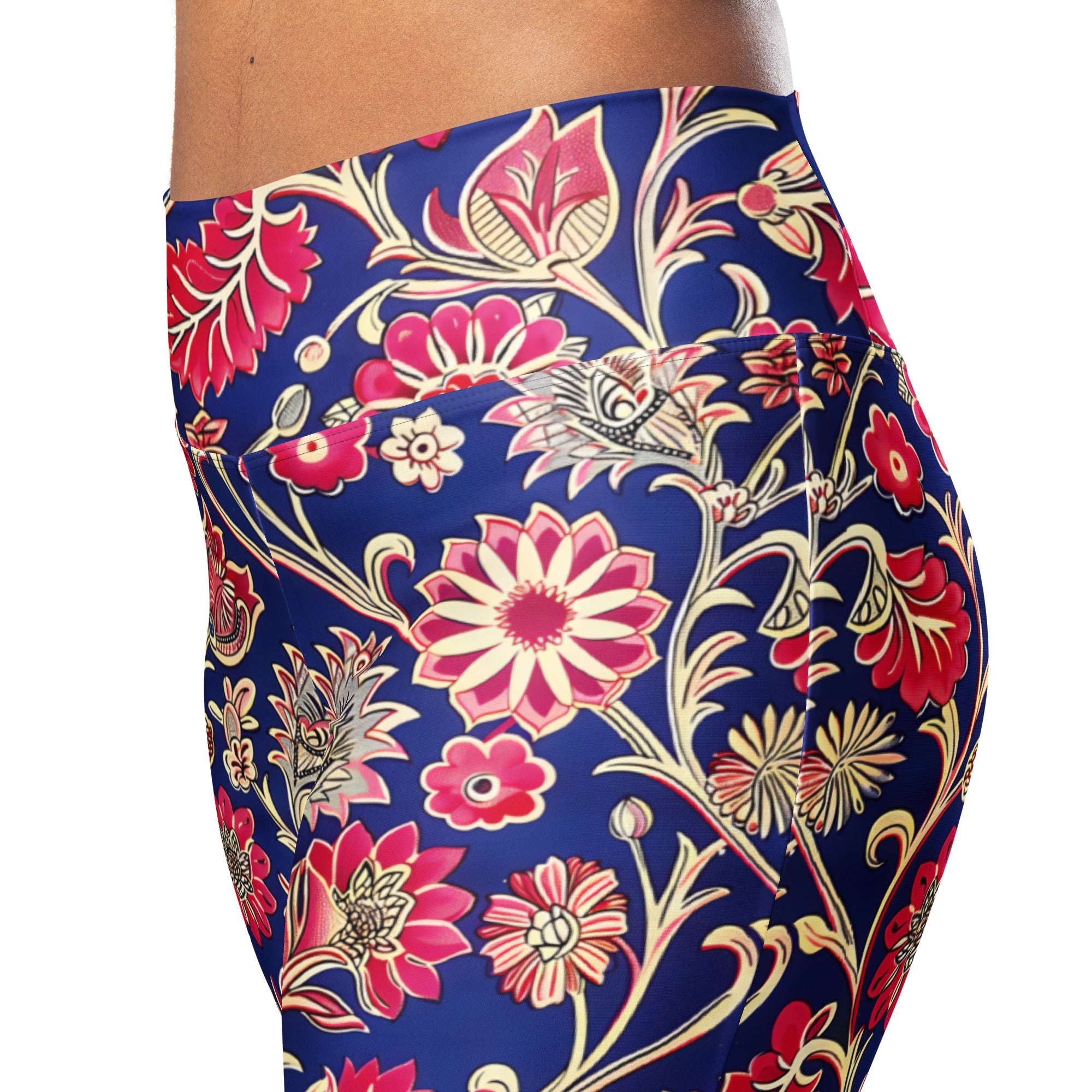 [Floral Bloom] Ruby Heritage Flare leggings