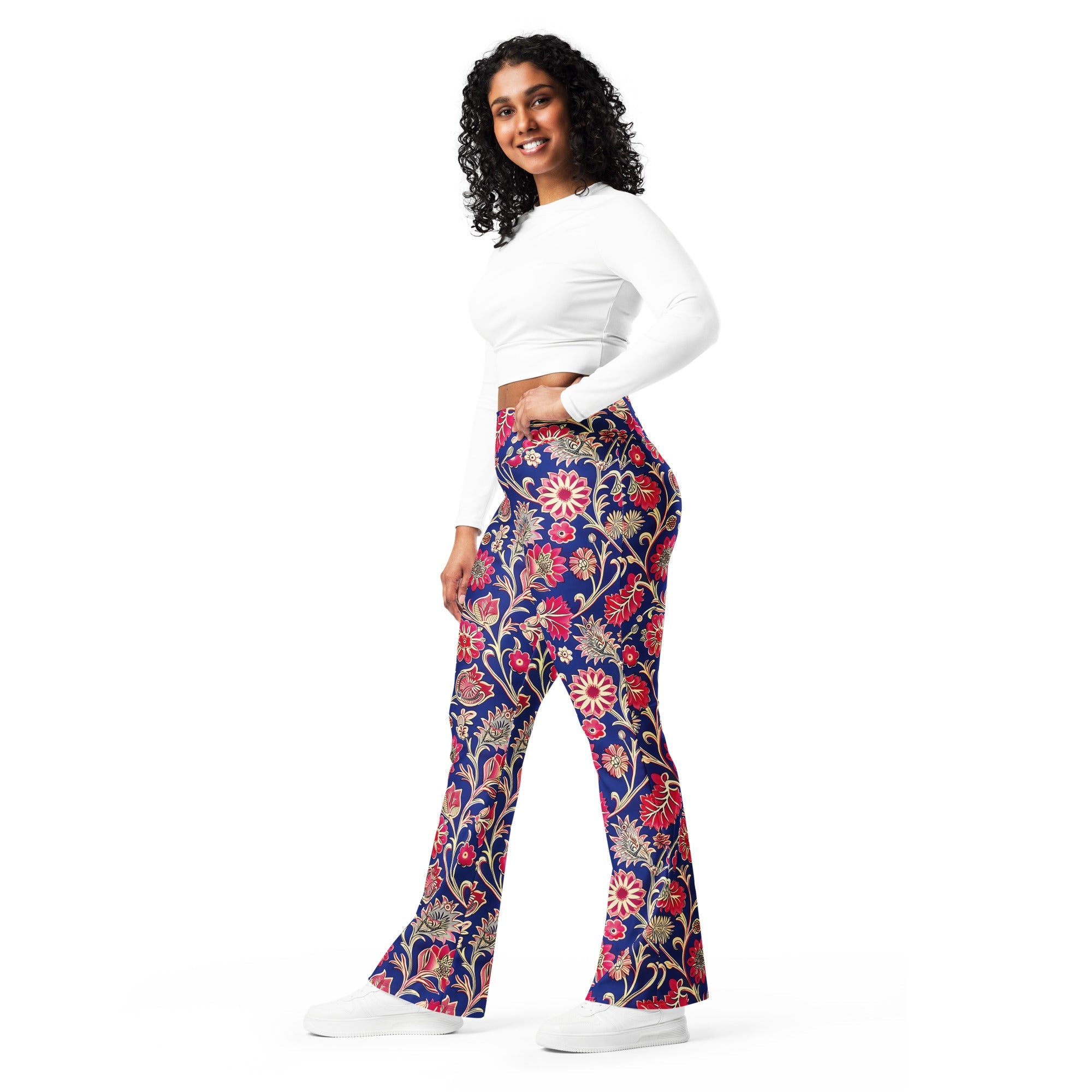 [Floral Bloom] Ruby Heritage Flare leggings