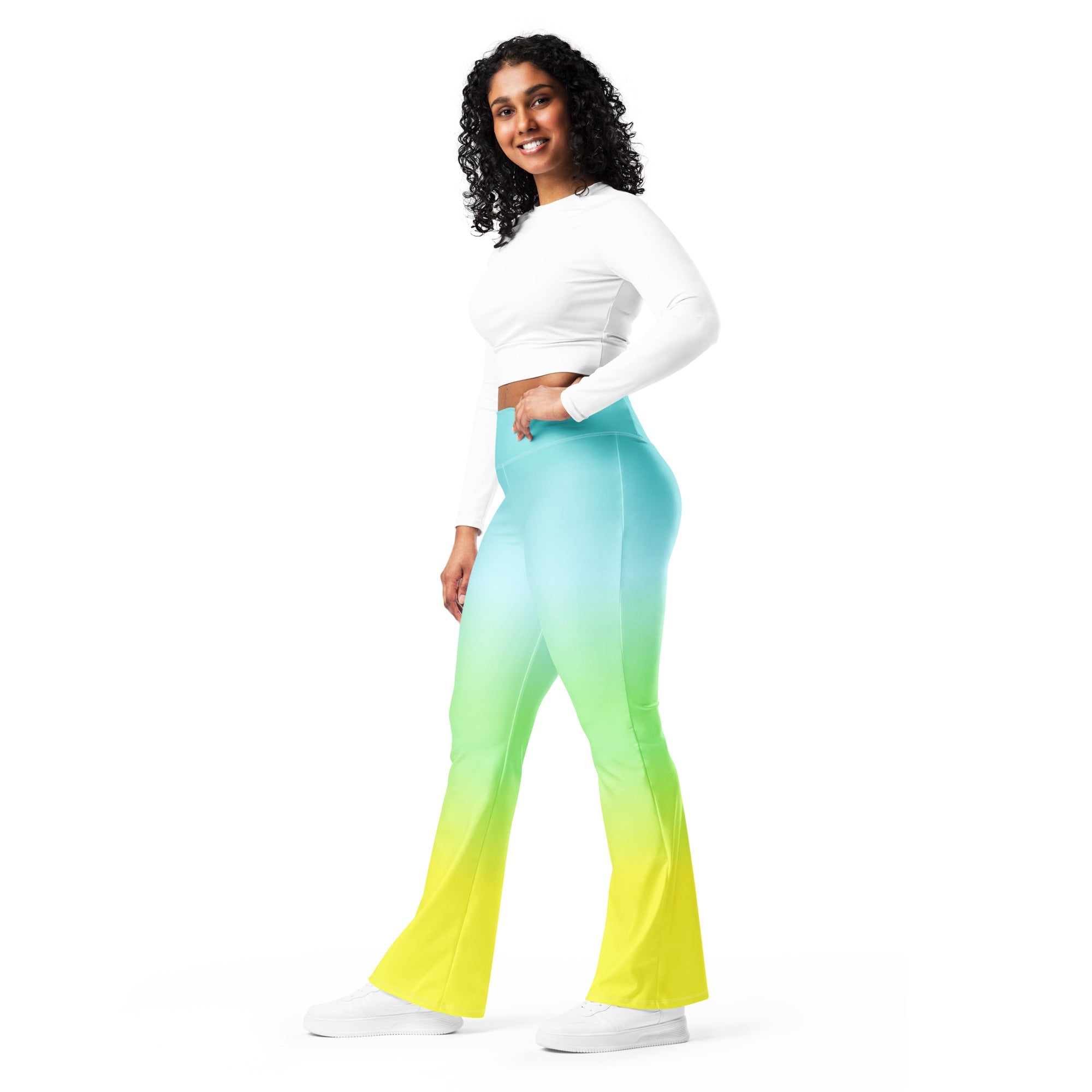 [THC Basics] Tropical Wave Flare Leggings