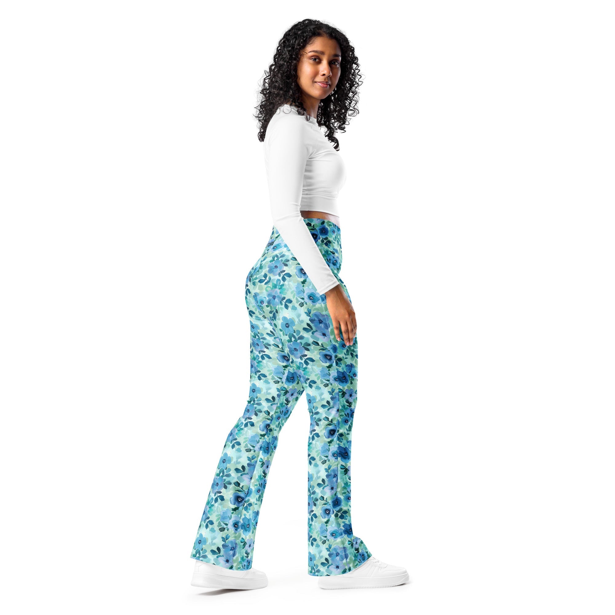 [Floral Bloom] Azure Meadow Flare leggings