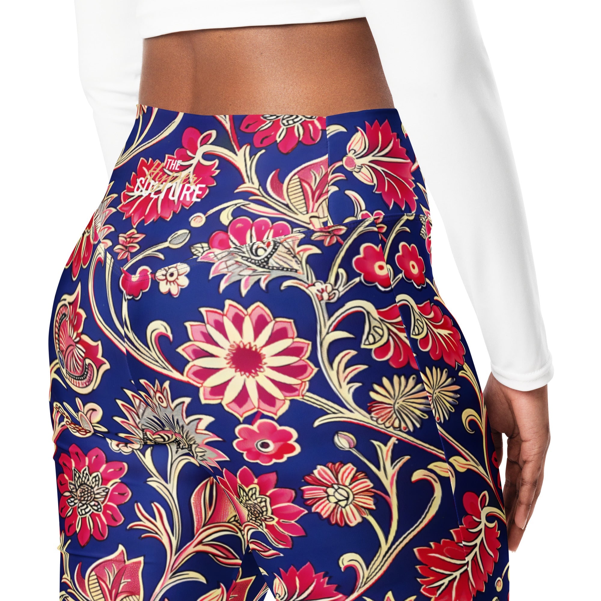 [Floral Bloom] Ruby Heritage Flare leggings