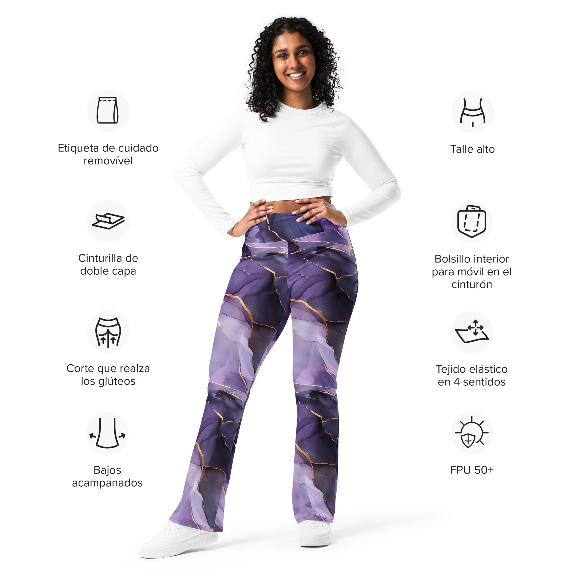 [Luxe Chic] Amethyst Gleam Flare Leggings