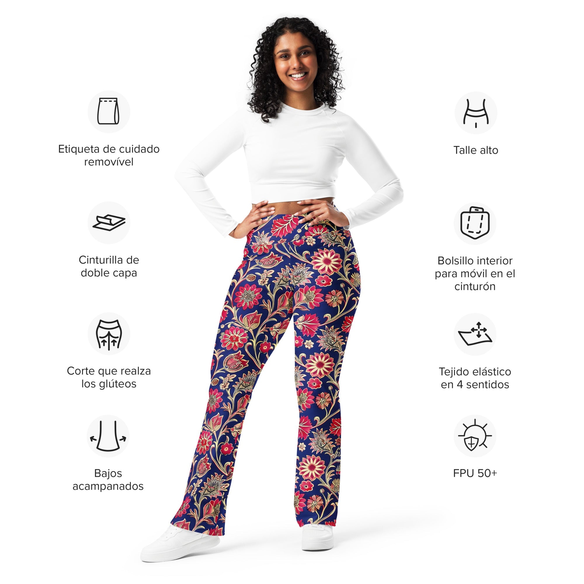[Floral Bloom] Ruby Heritage Flare leggings