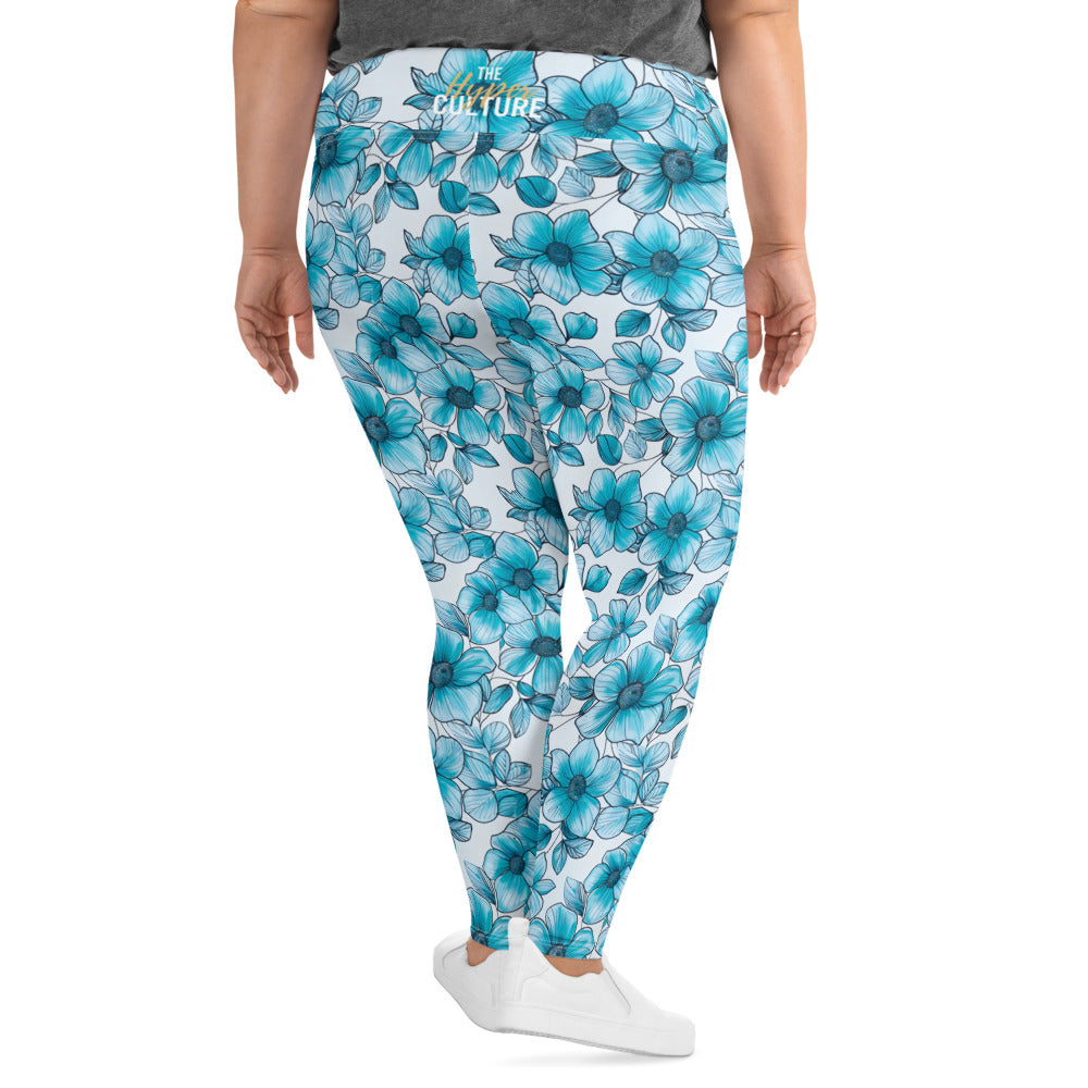 [Floral Bloom] Blue Mystique Plus Size Leggings