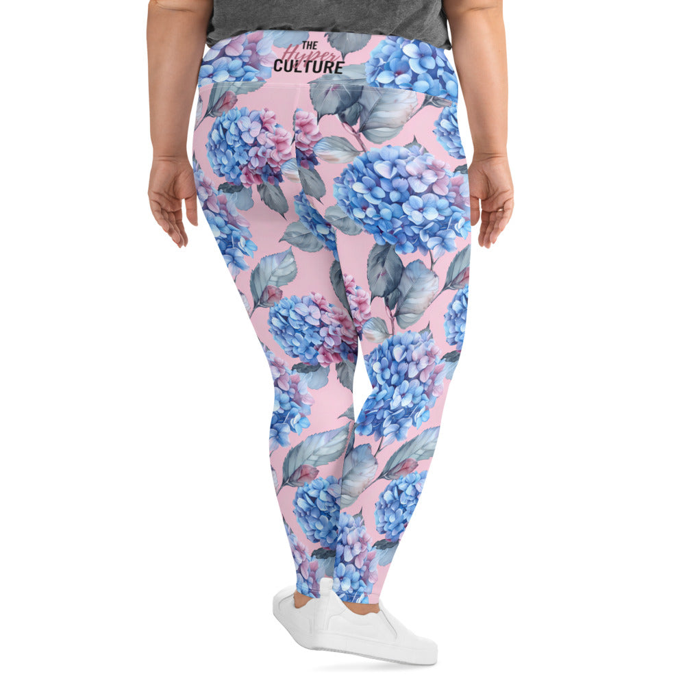 [Floral Bloom] Blushing Hydrangea Plus Size Leggings