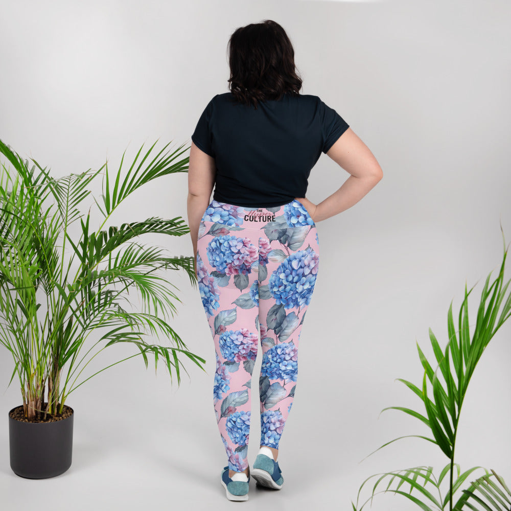 [Floral Bloom] Blushing Hydrangea Plus Size Leggings