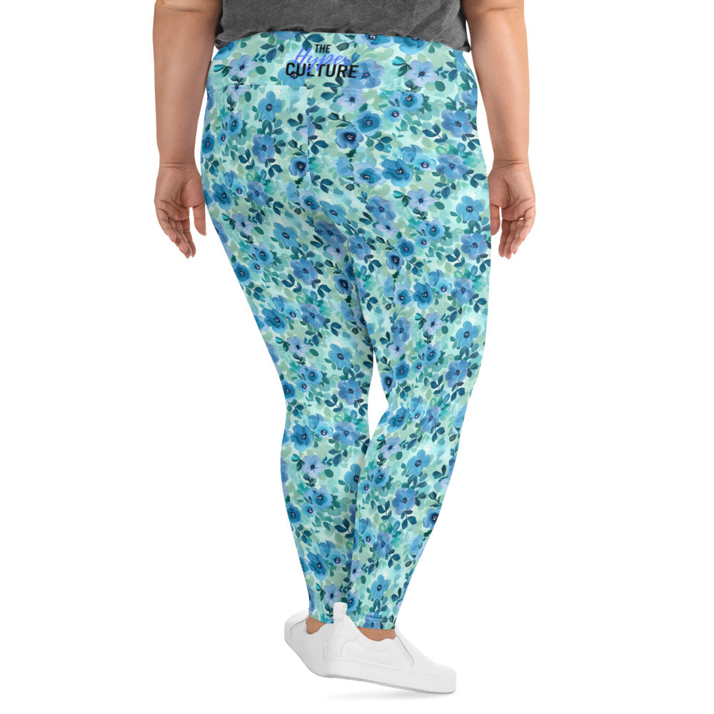[Floral Bloom] Azure Meadow Plus Size Leggings