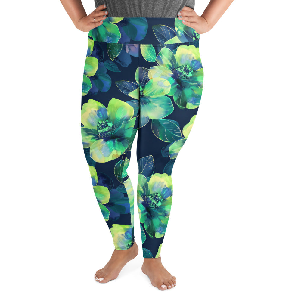 [Floral Bloom] Electric Flora Plus Size Leggings