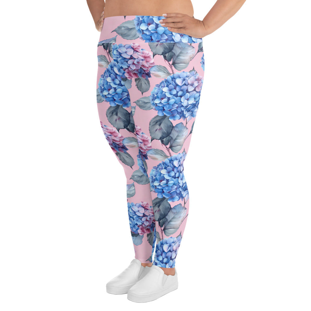 [Floral Bloom] Blushing Hydrangea Plus Size Leggings