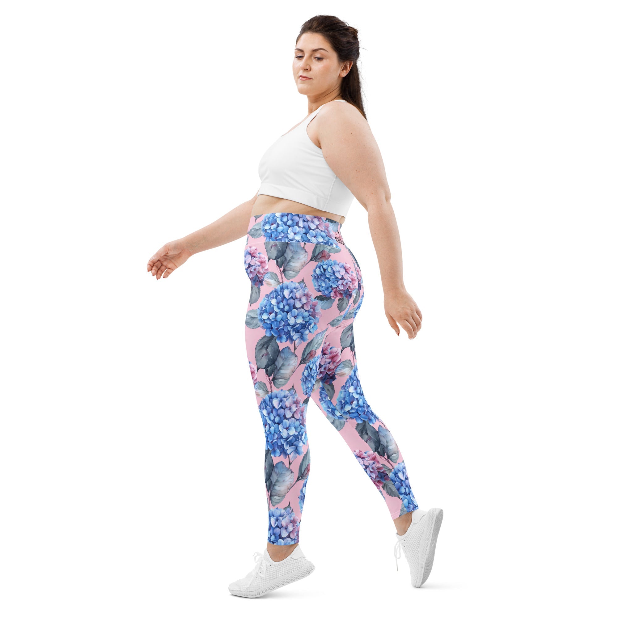 [Floral Bloom] Blushing Hydrangea Plus Size Leggings