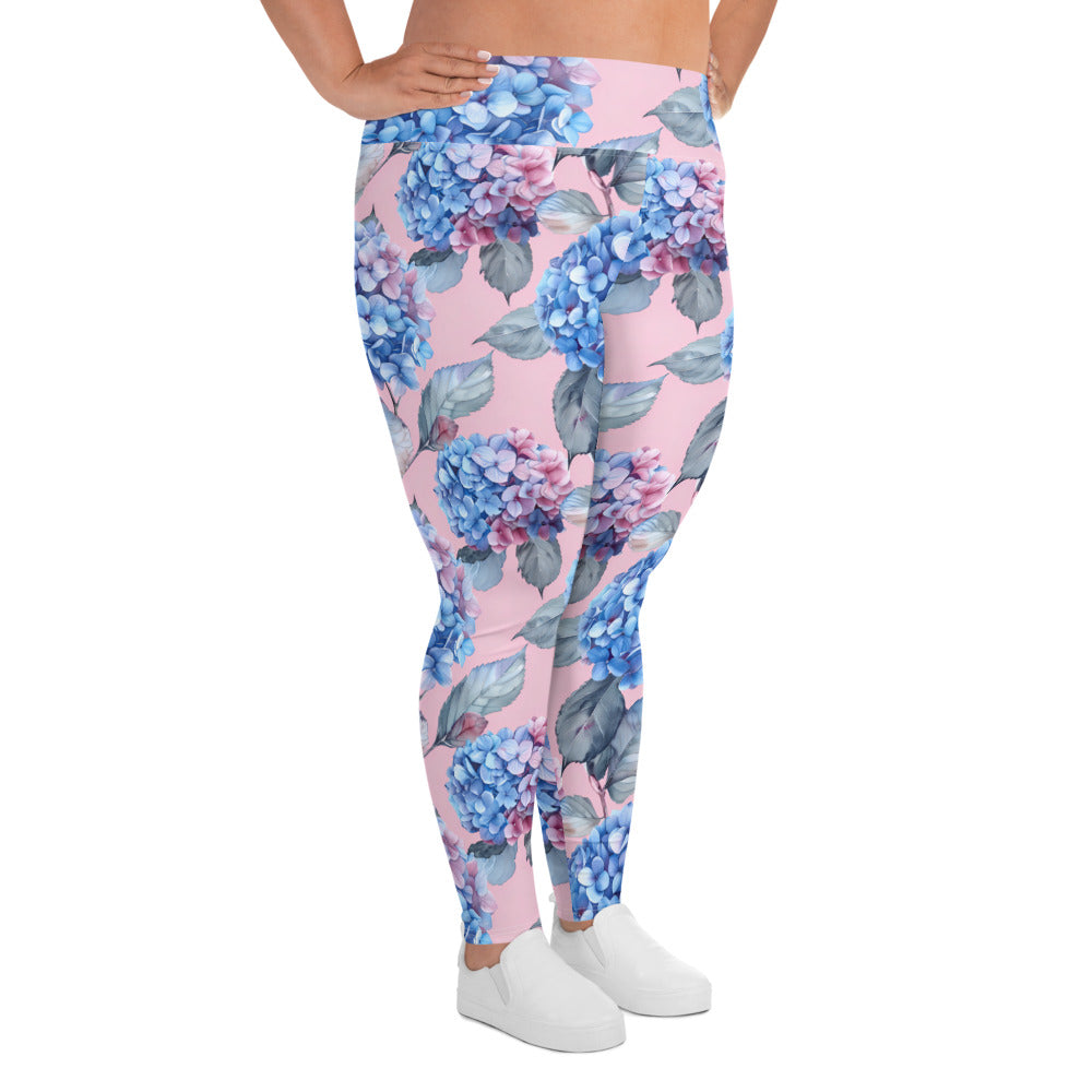 [Floral Bloom] Blushing Hydrangea Plus Size Leggings