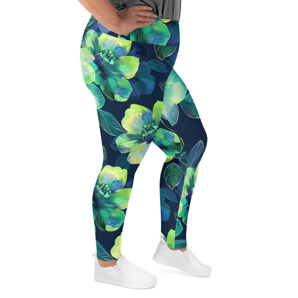 [Floral Bloom] Electric Flora Plus Size Leggings