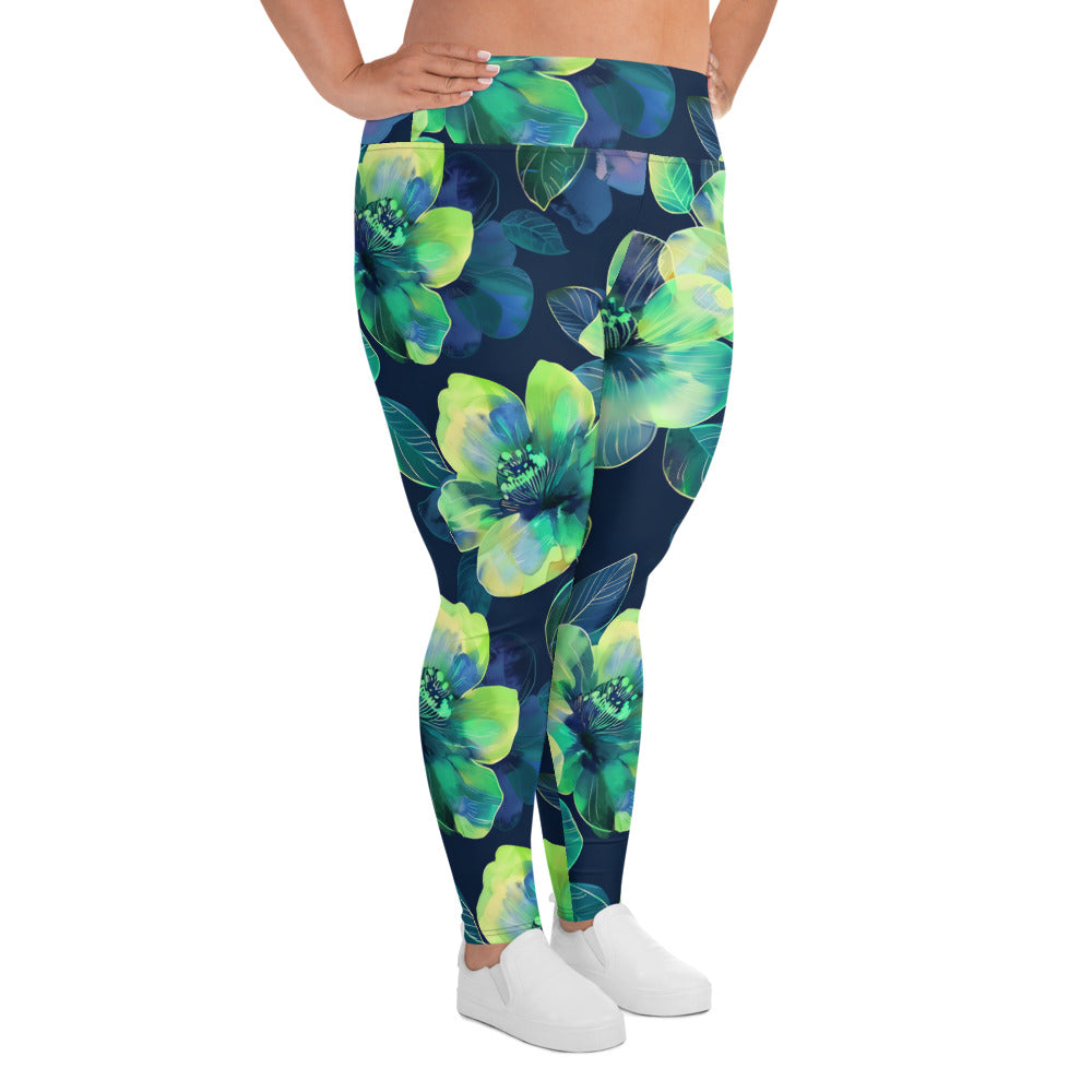 [Floral Bloom] Electric Flora Plus Size Leggings
