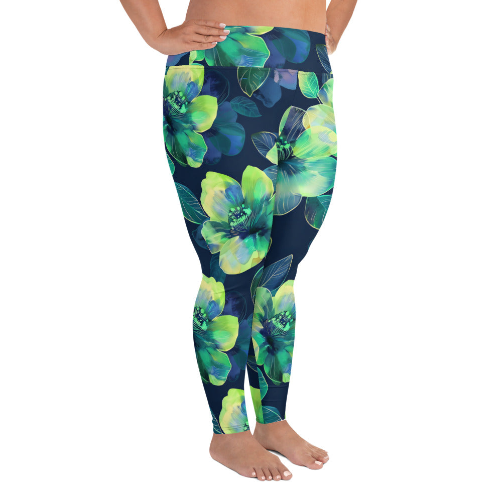[Floral Bloom] Electric Flora Plus Size Leggings