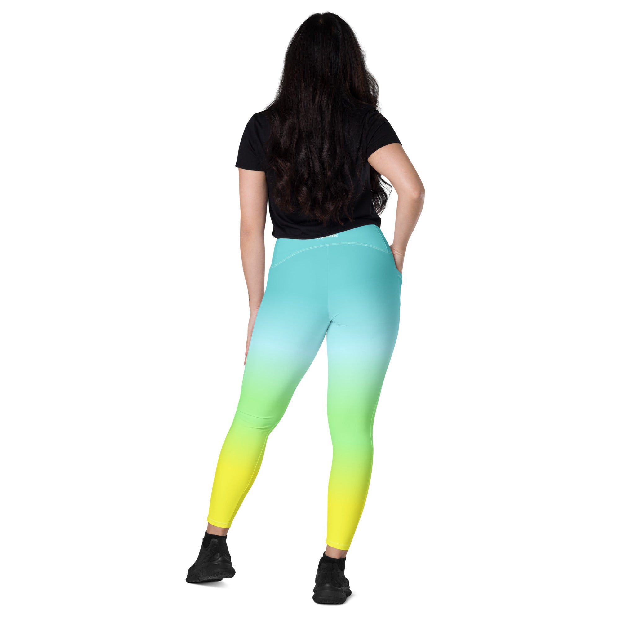 [THC Basics] Tropical Wave Crossover Leggings with Pockets