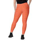 [GeoModa] Coral Crush Crossover Leggings with Pockets