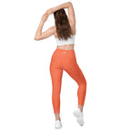 [GeoModa] Coral Crush Crossover Leggings with Pockets