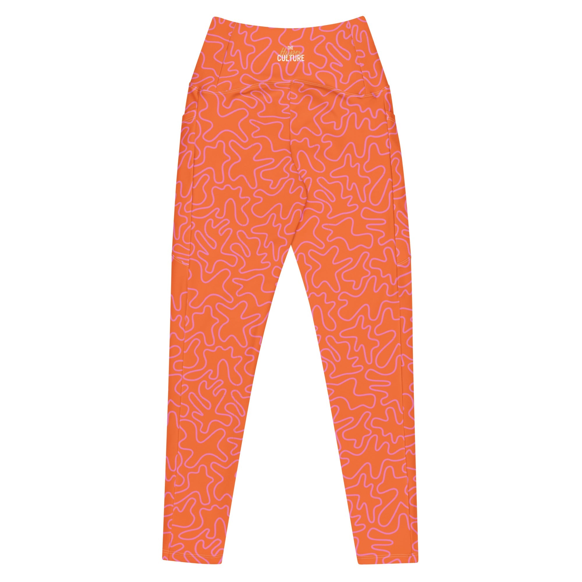 [GeoModa] Coral Crush Crossover Leggings with Pockets