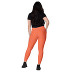 [GeoModa] Coral Crush Crossover Leggings with Pockets