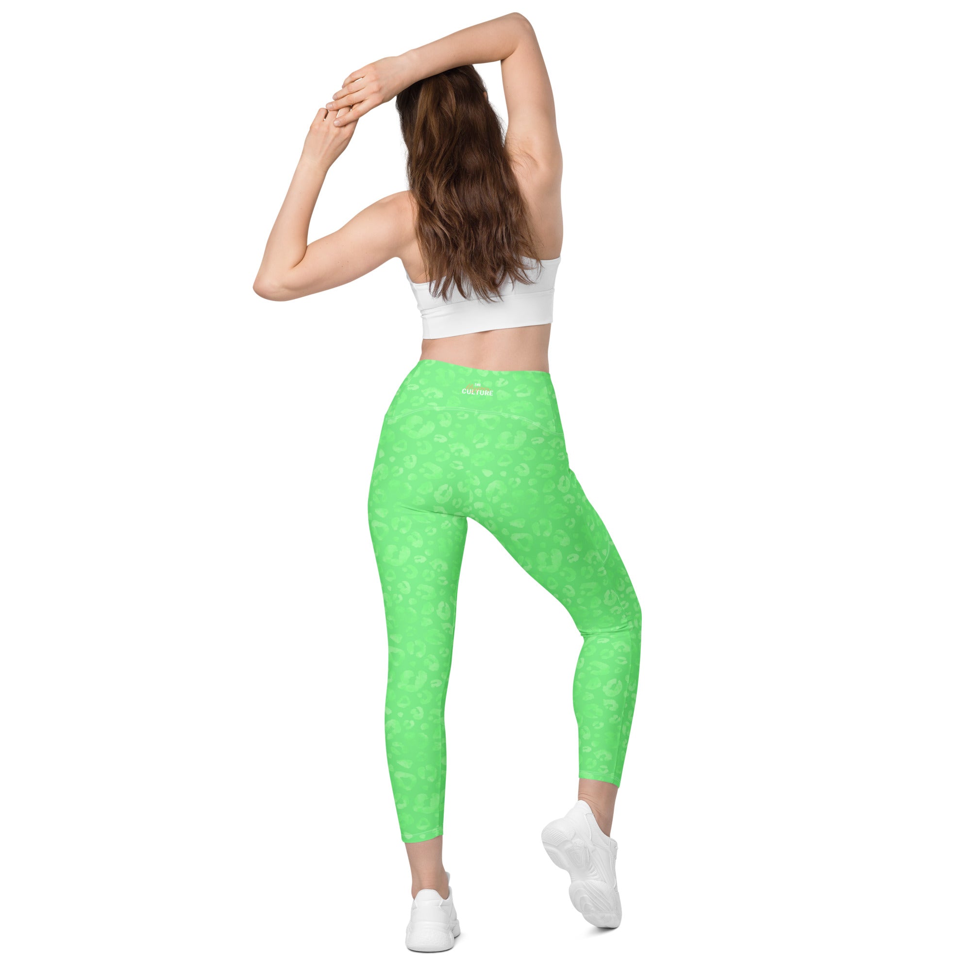[Wild Side] Green Safari Crossover Leggings with Pockets