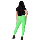 [Wild Side] Green Safari Crossover Leggings with Pockets