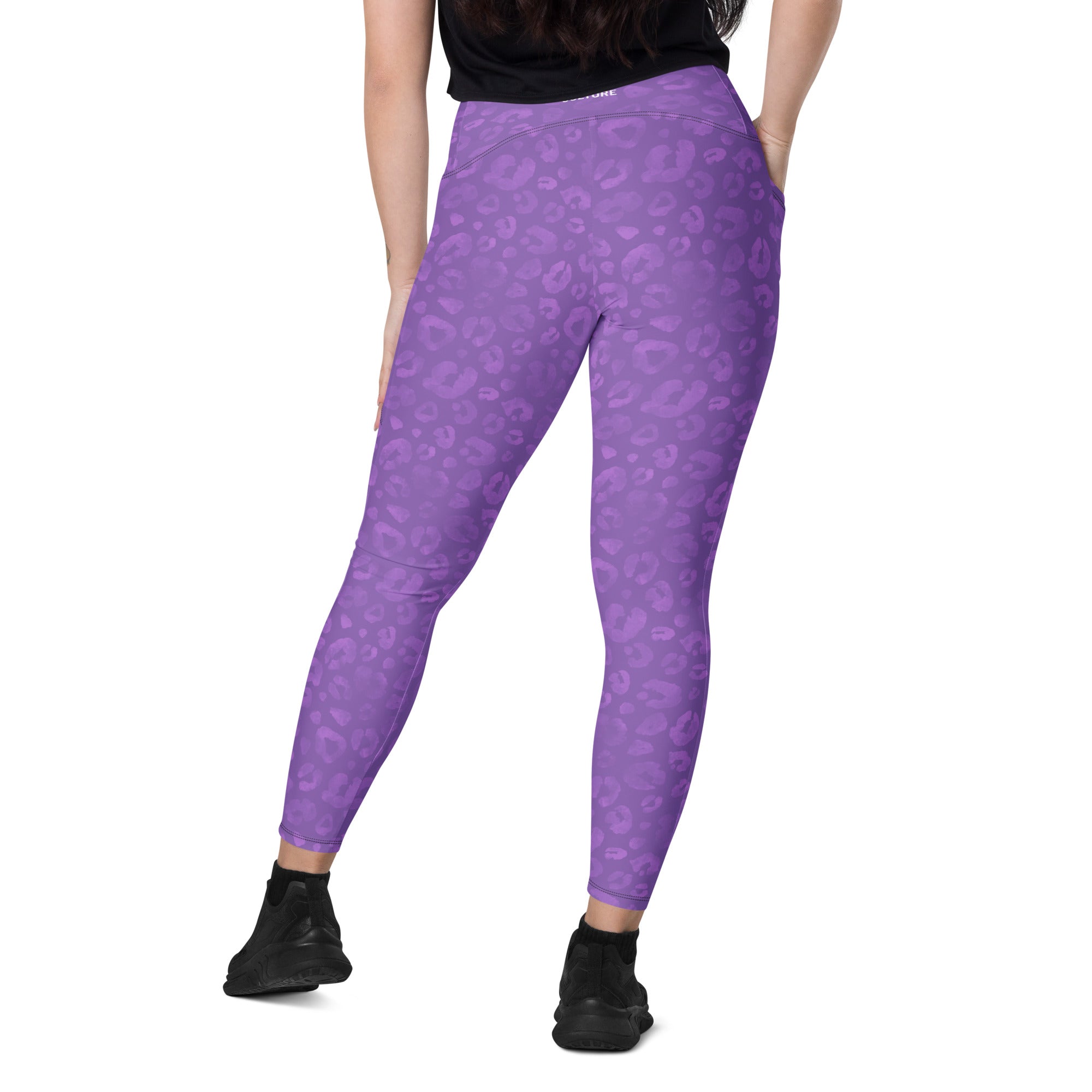 [Wild Side] Purple Roar Crossover Leggings with Pockets