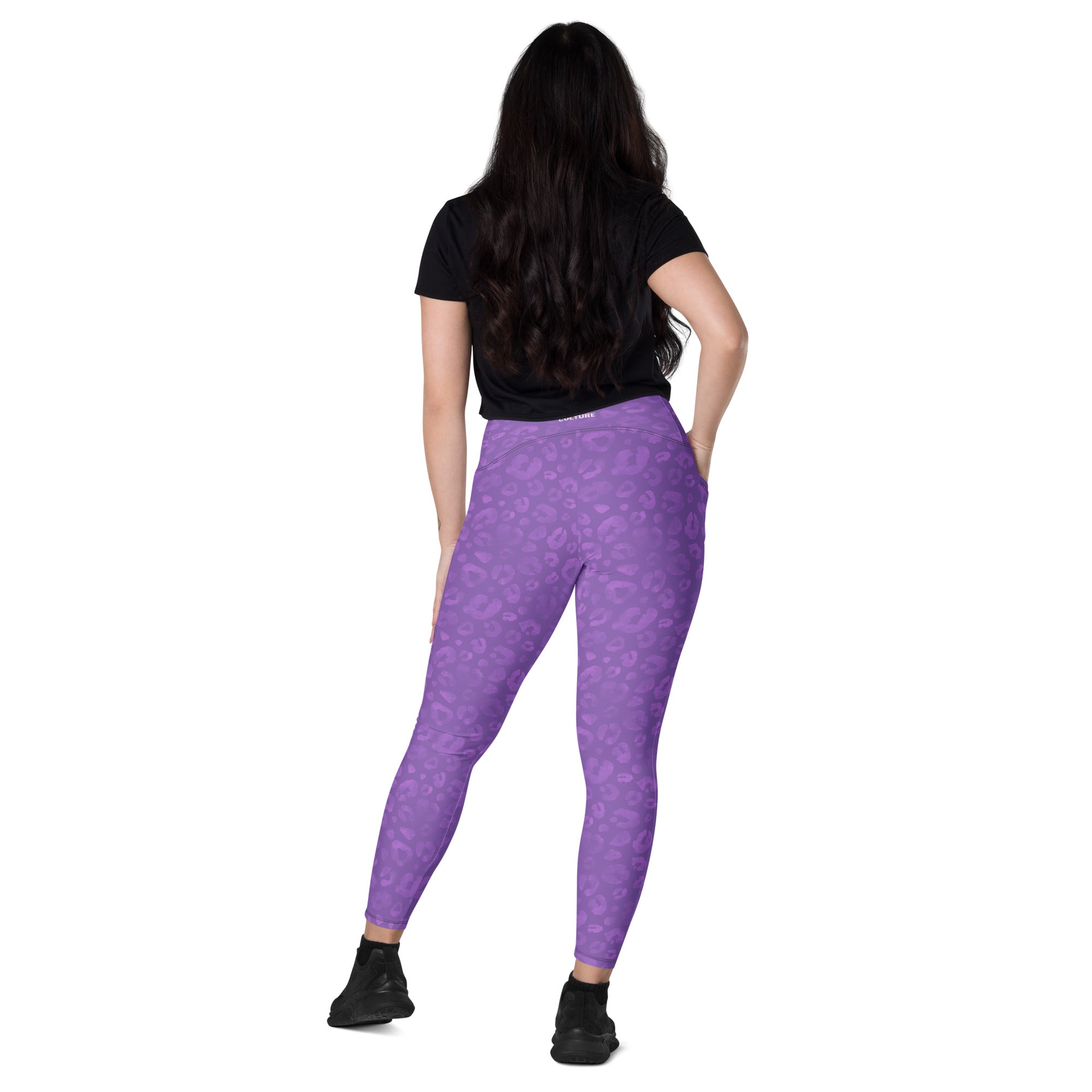 [Wild Side] Purple Roar Crossover Leggings with Pockets