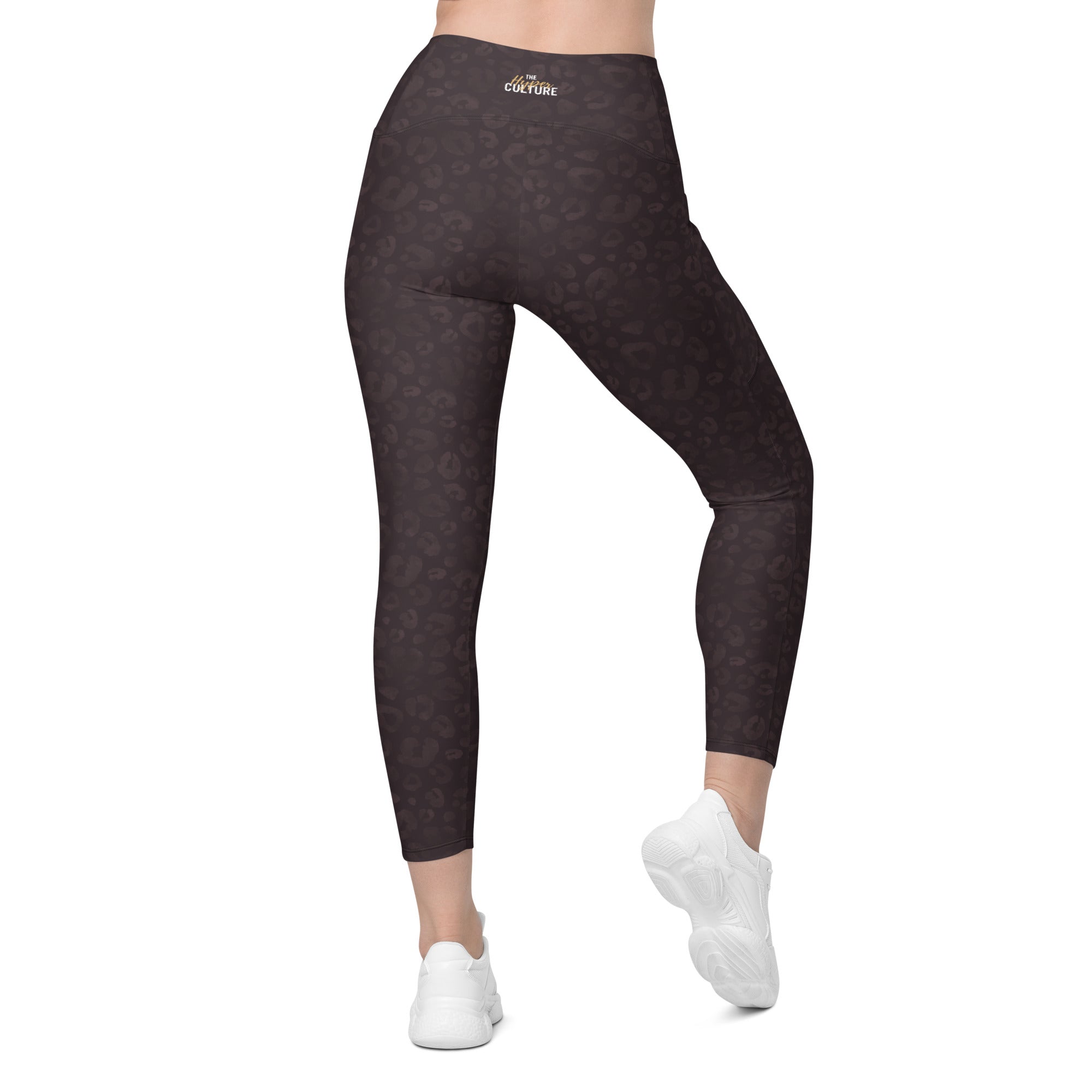 [Wild Side] Mocha Spots Crossover Leggings with Pockets