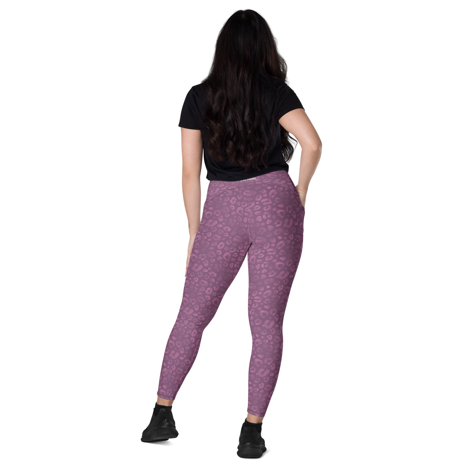 [Wild Side] Burgundy Roar Crossover Leggings with Pockets