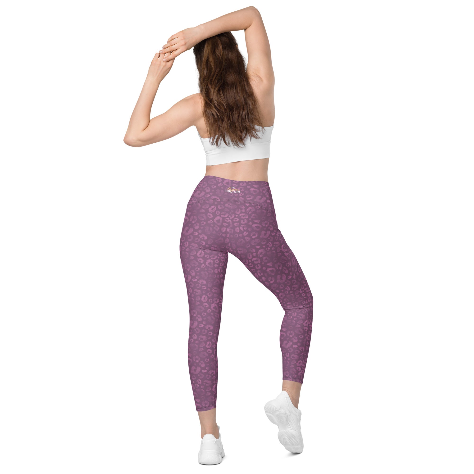 [Wild Side] Burgundy Roar Crossover Leggings with Pockets