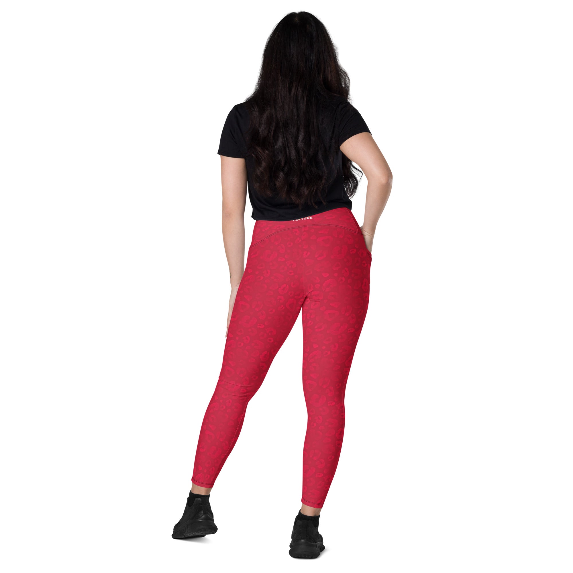 [Wild Side] Crimson Roar Crossover Leggings with Pockets