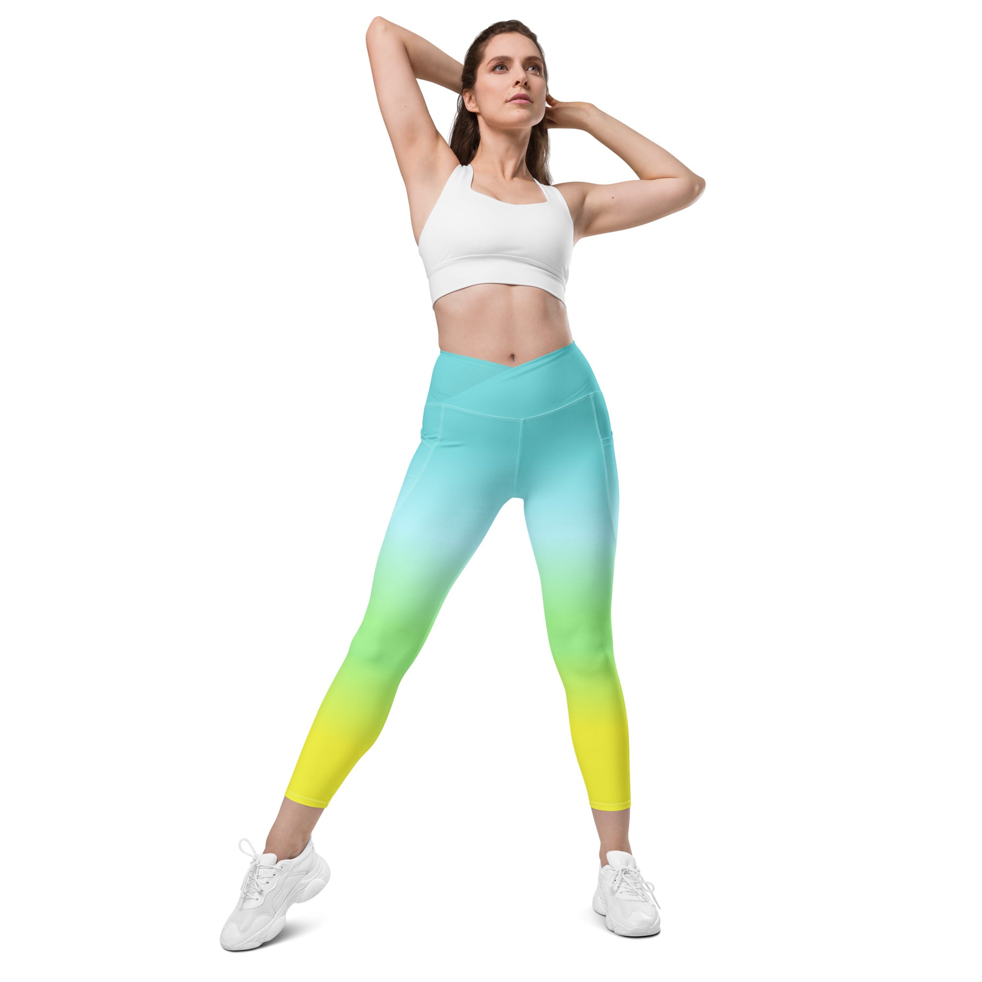 [THC Basics] Tropical Wave Crossover Leggings with Pockets