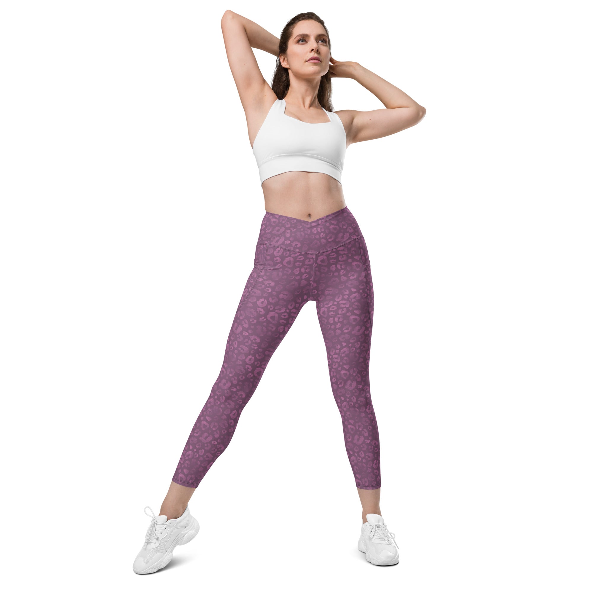 [Wild Side] Burgundy Roar Crossover Leggings with Pockets
