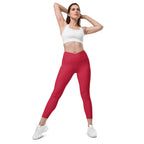 [Wild Side] Crimson Roar Crossover Leggings with Pockets