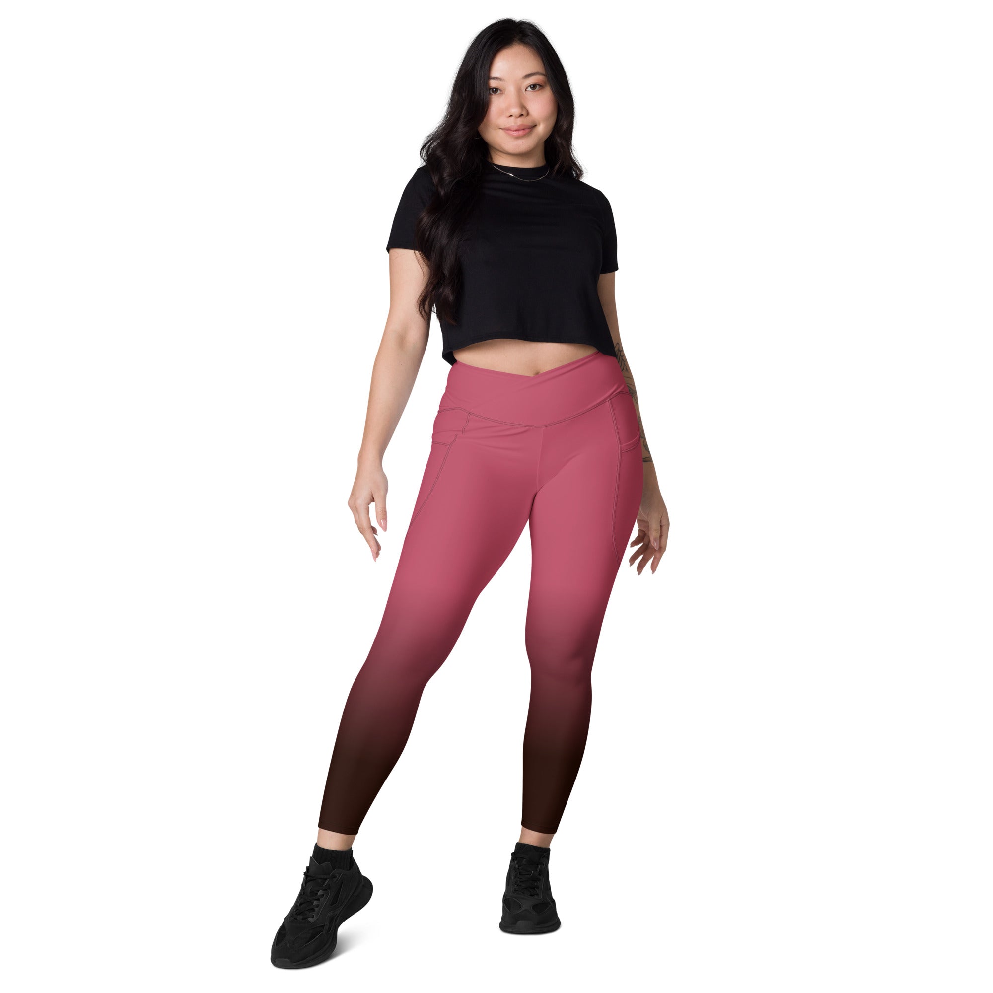 [THC Basics] Blush Latte Crossover Leggings with Pockets