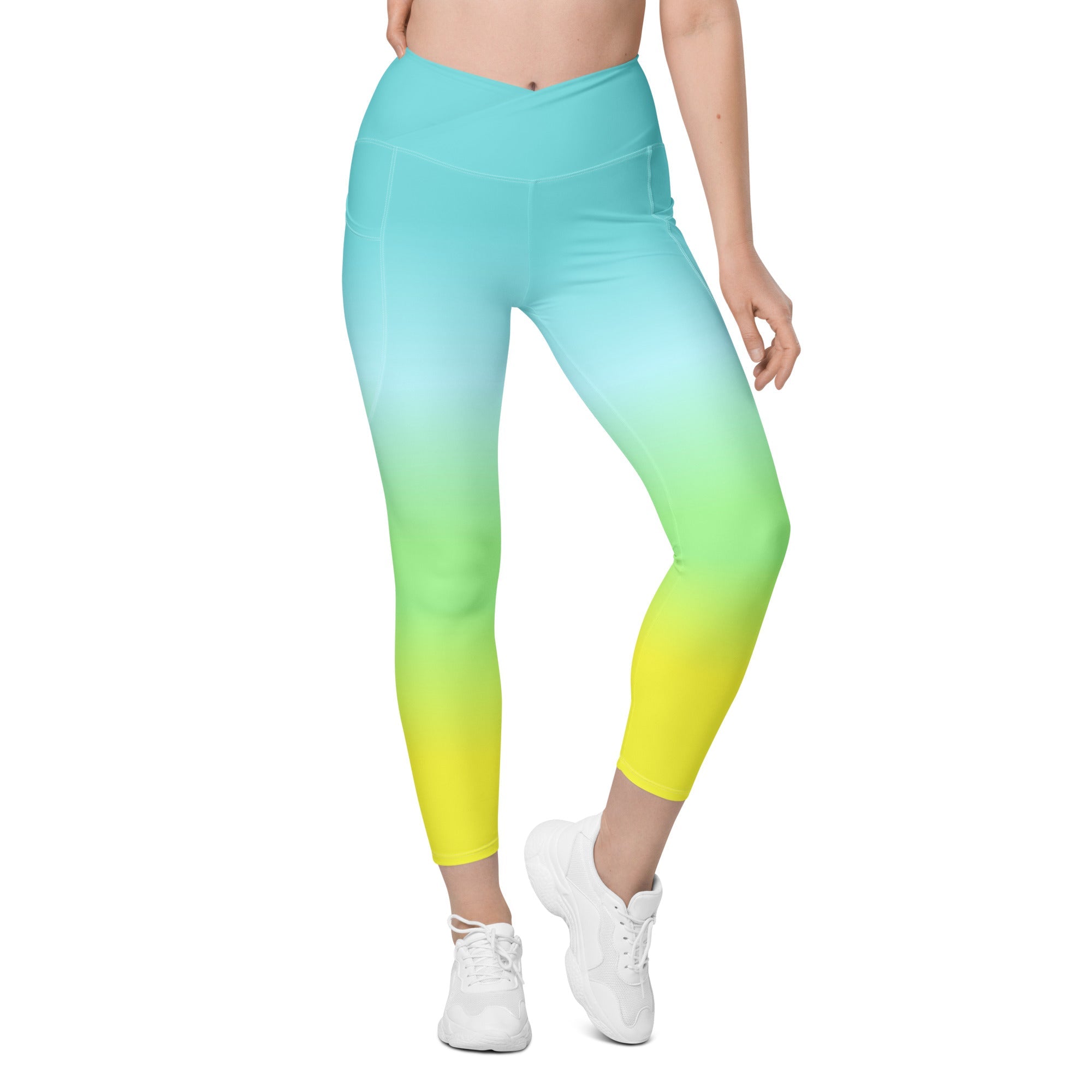 [THC Basics] Tropical Wave Crossover Leggings with Pockets