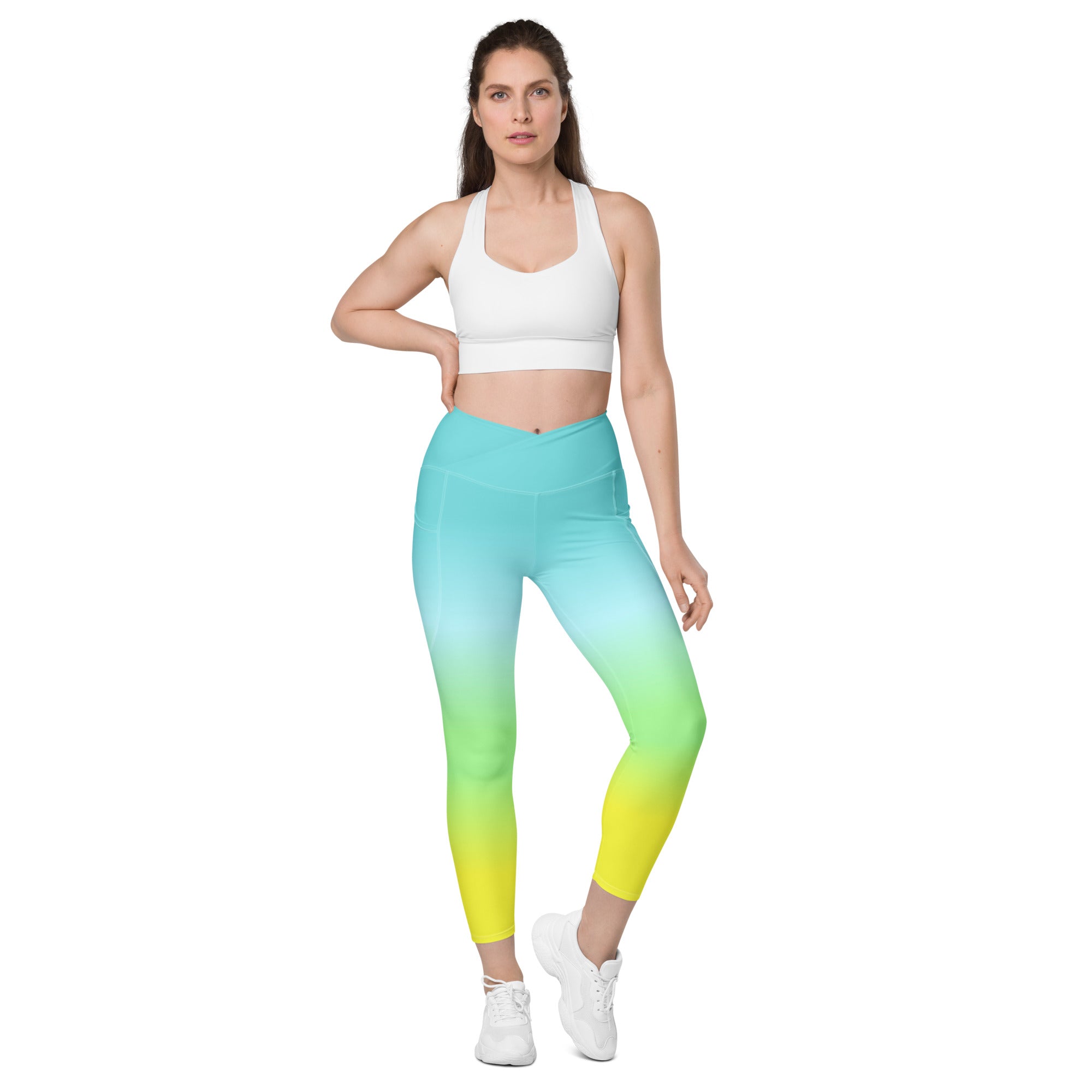 [THC Basics] Tropical Wave Crossover Leggings with Pockets
