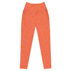 [GeoModa] Coral Crush Crossover Leggings with Pockets