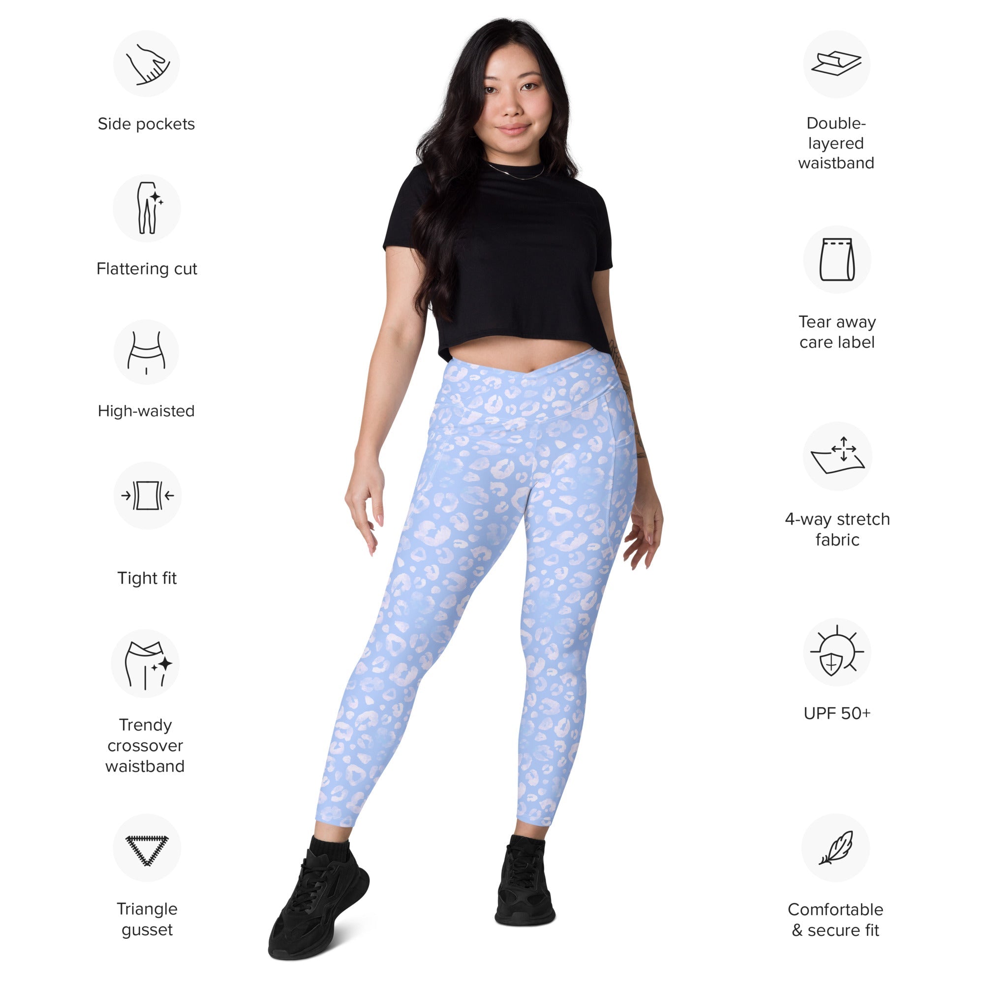 [Wild Side] Azure Roar Crossover Leggings with Pockets