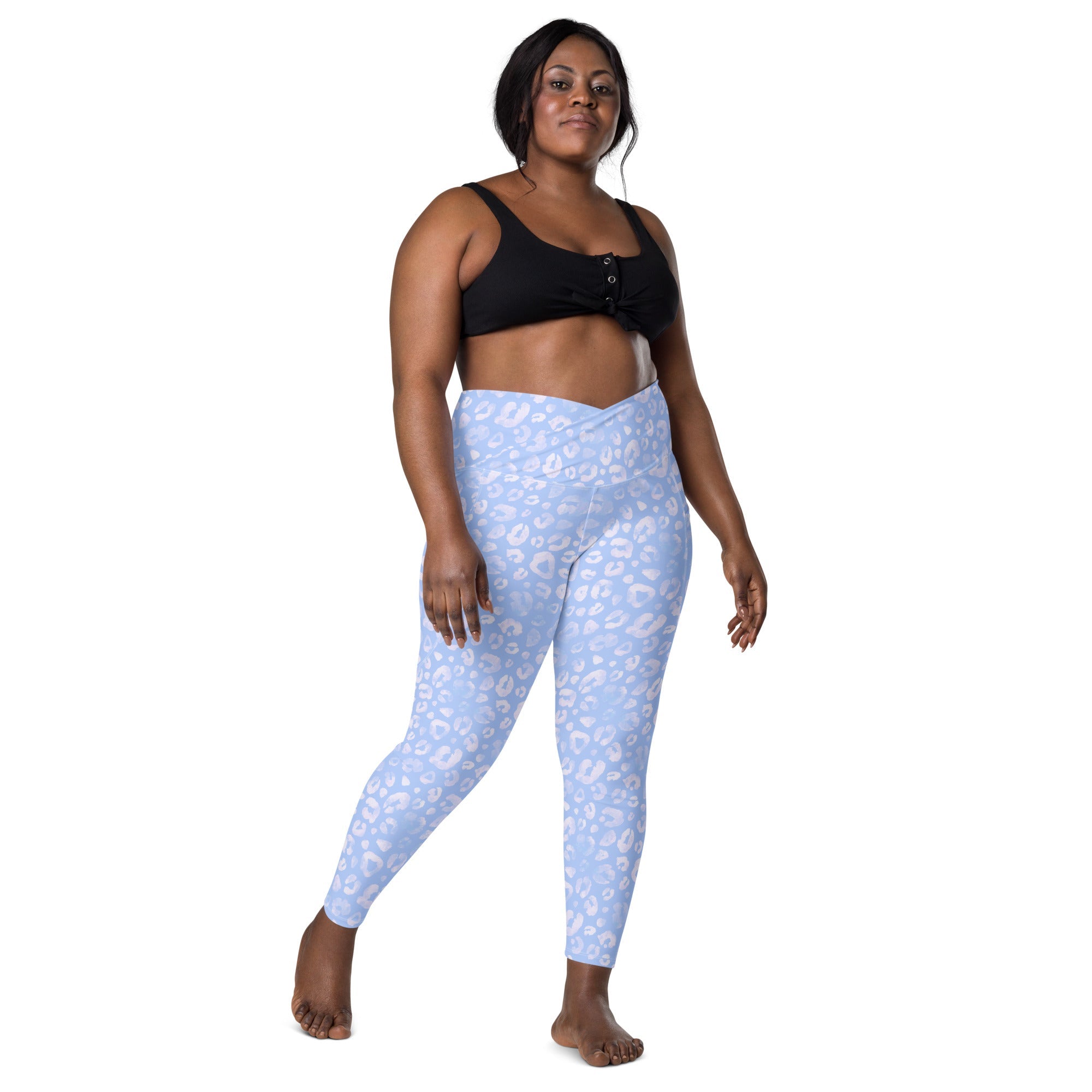 [Wild Side] Azure Roar Crossover Leggings with Pockets
