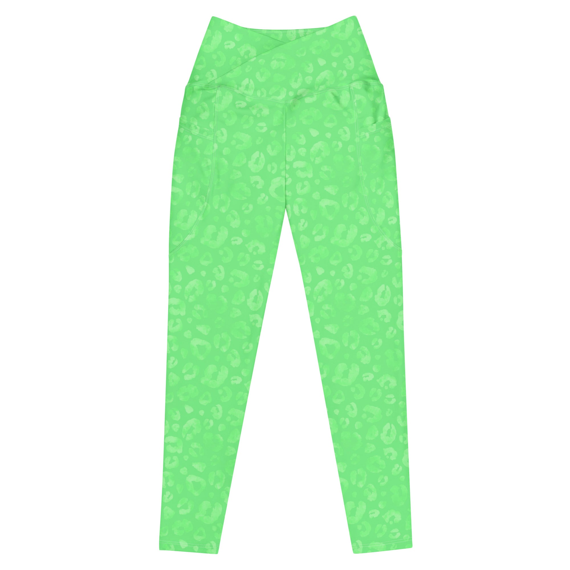 [Wild Side] Green Safari Crossover Leggings with Pockets