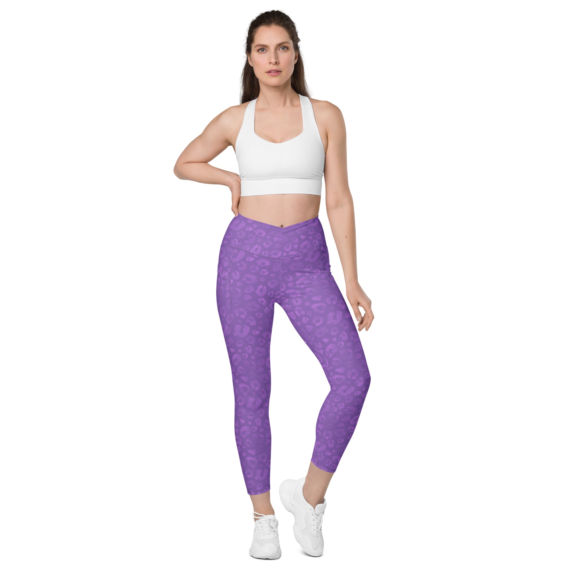 [Wild Side] Purple Roar Crossover Leggings with Pockets