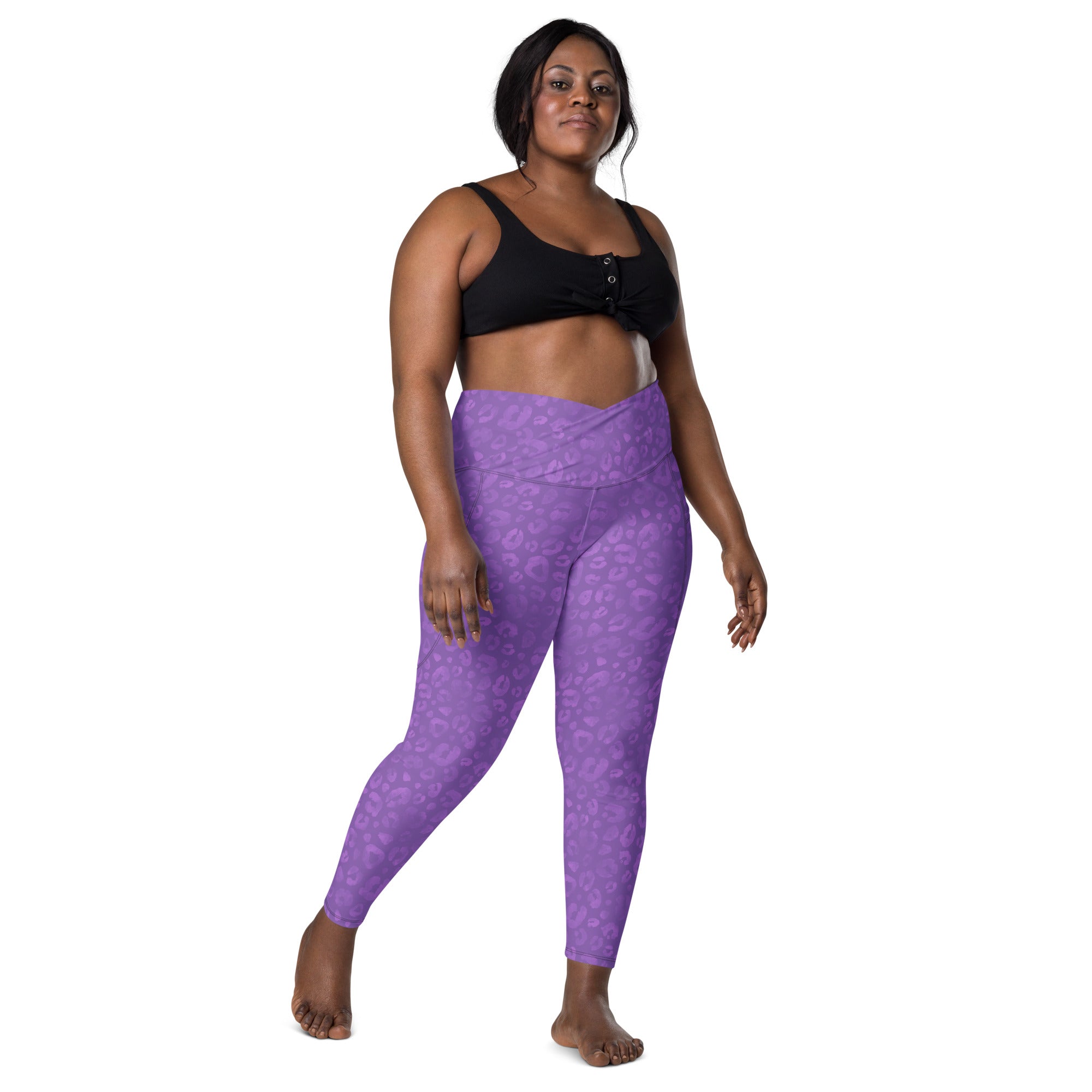 [Wild Side] Purple Roar Crossover Leggings with Pockets