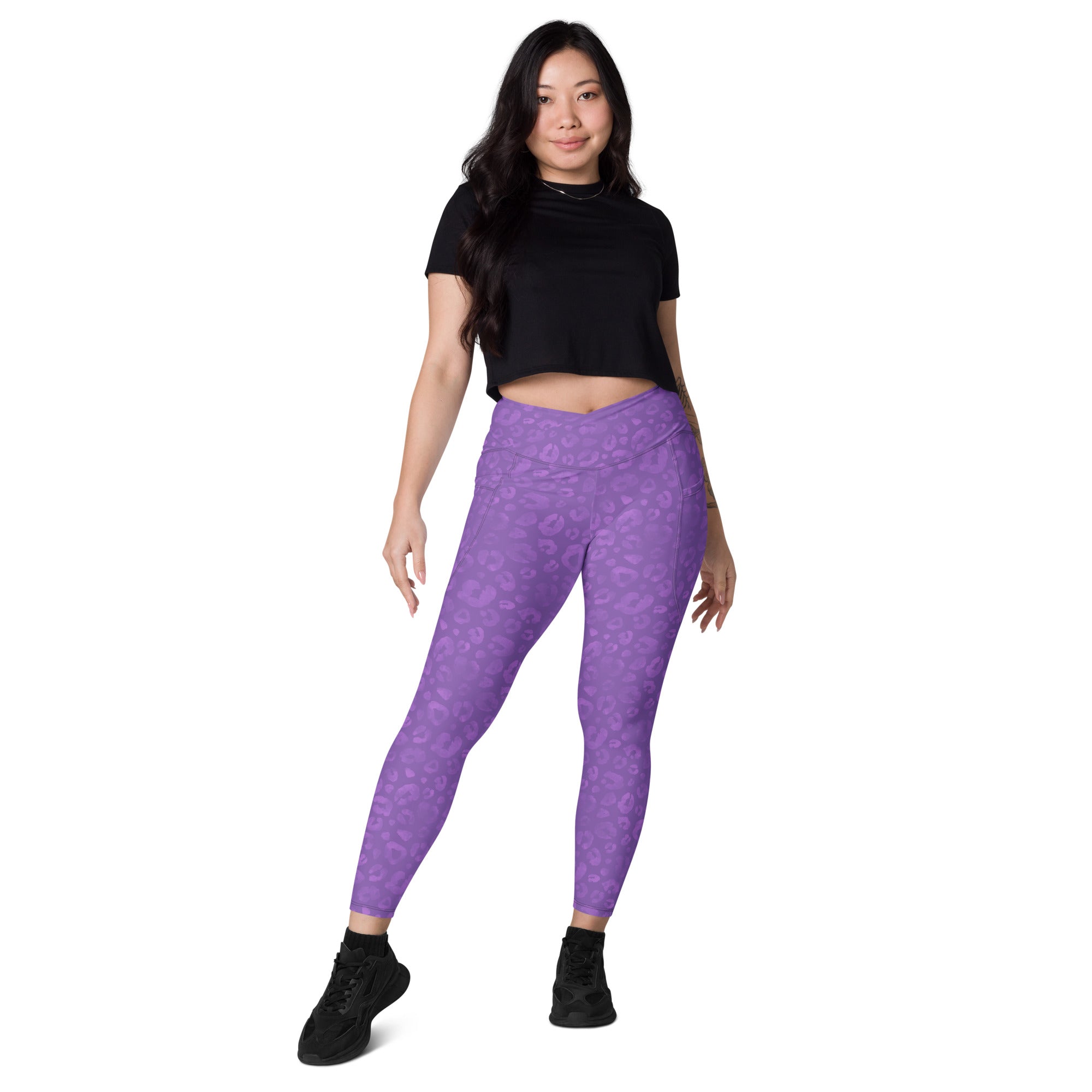 [Wild Side] Purple Roar Crossover Leggings with Pockets