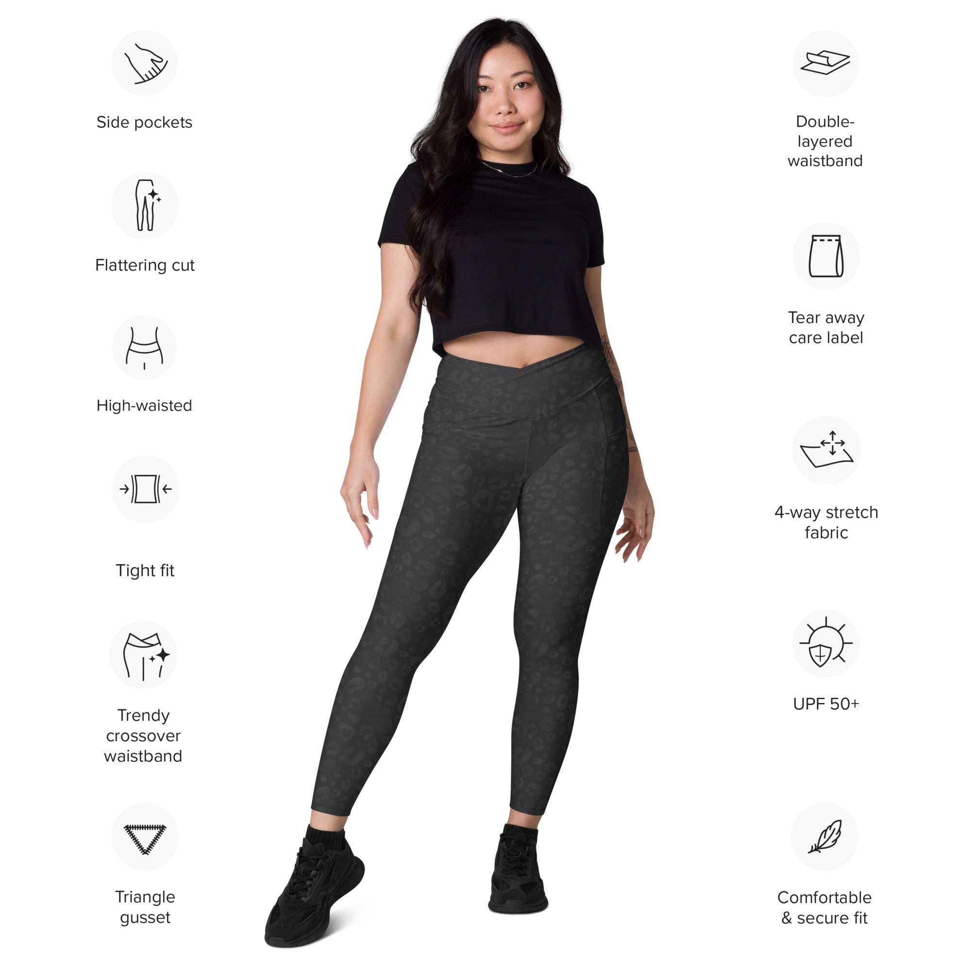 [Wild Side] Obsidian Roar Crossover Leggings with Pockets