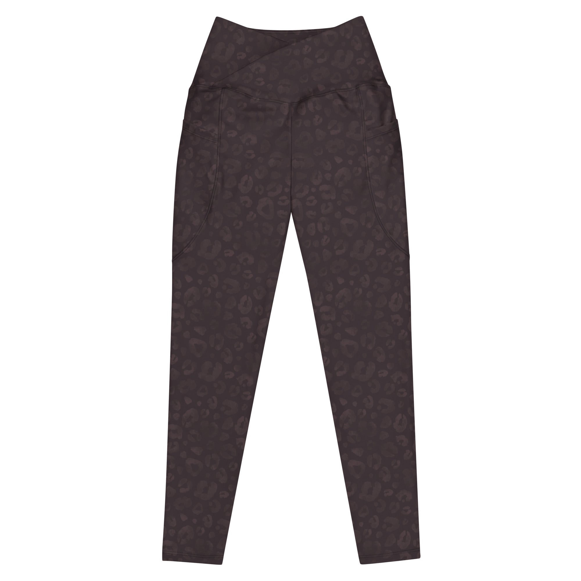 [Wild Side] Mocha Spots Crossover Leggings with Pockets