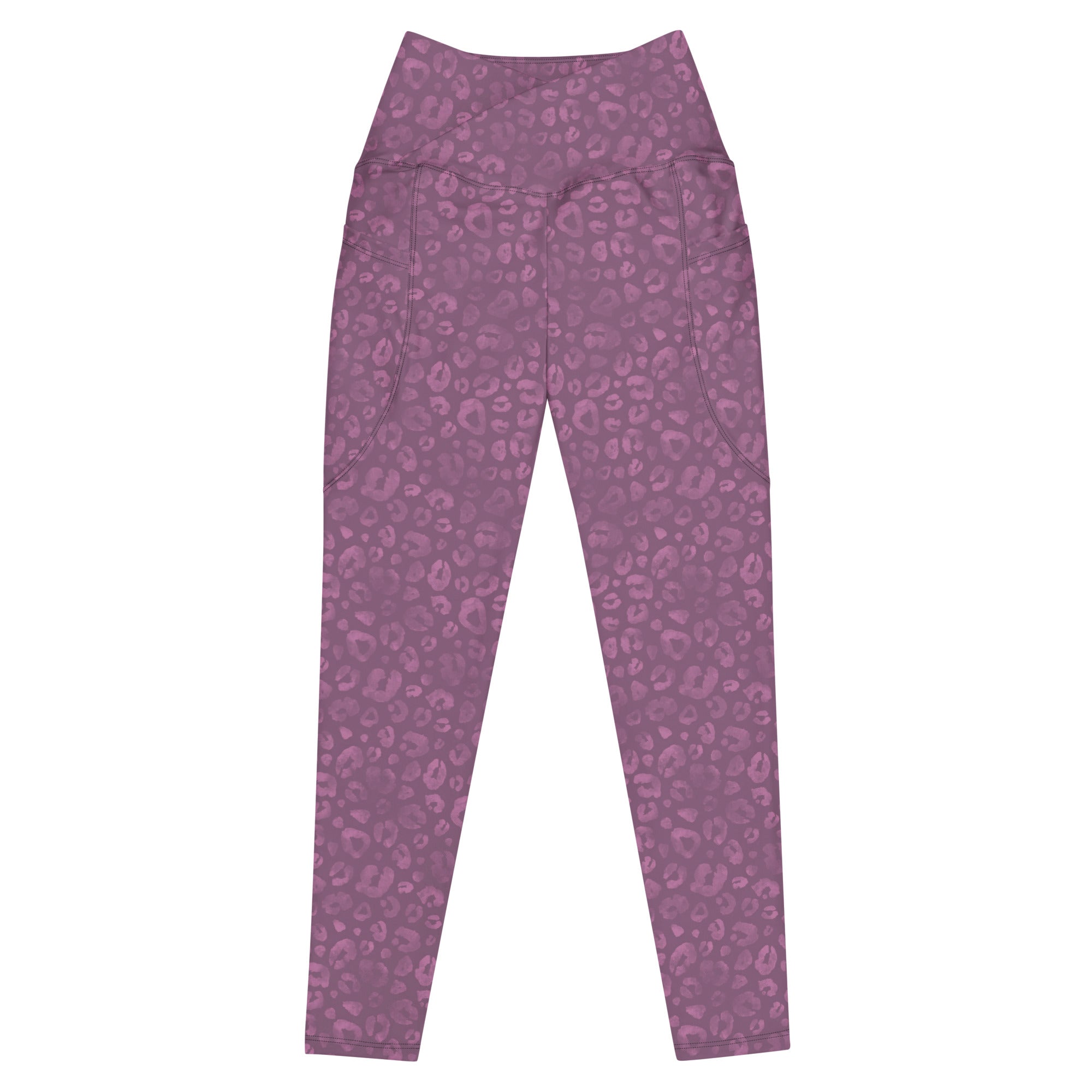 [Wild Side] Burgundy Roar Crossover Leggings with Pockets