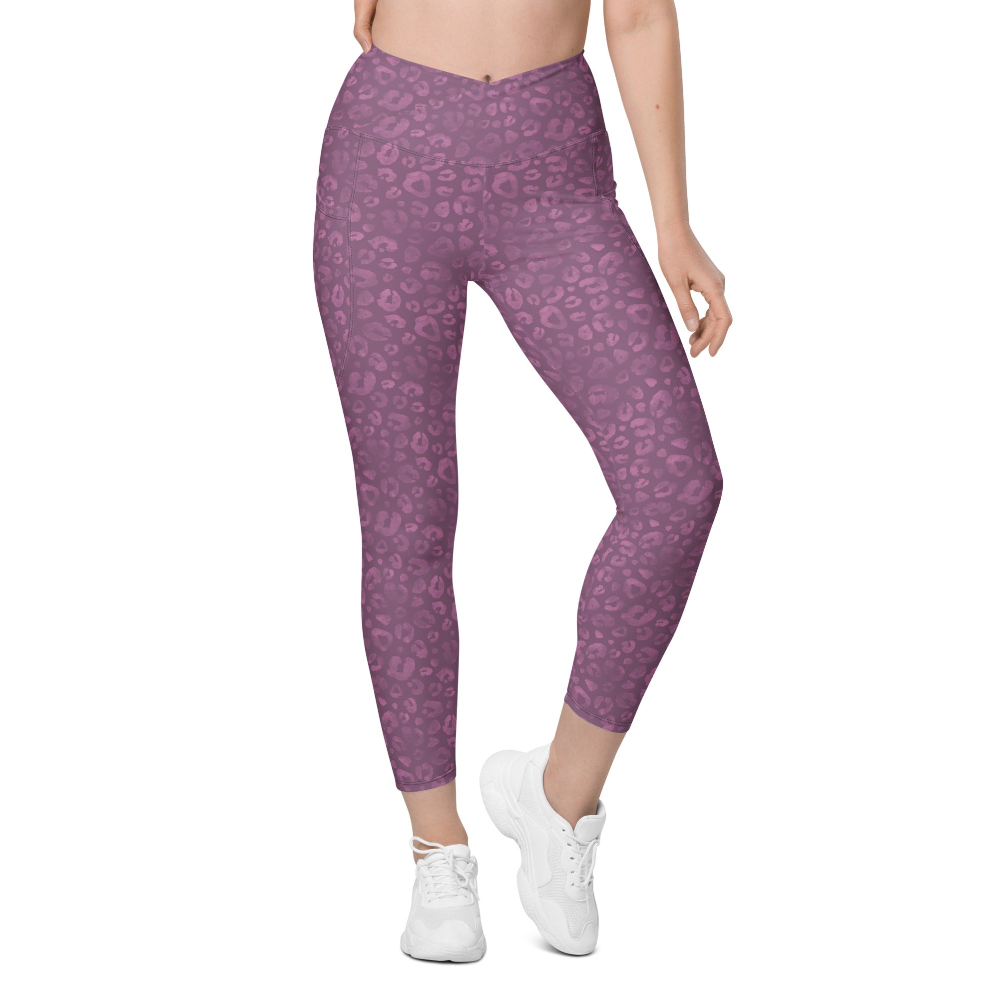 [Wild Side] Burgundy Roar Crossover Leggings with Pockets