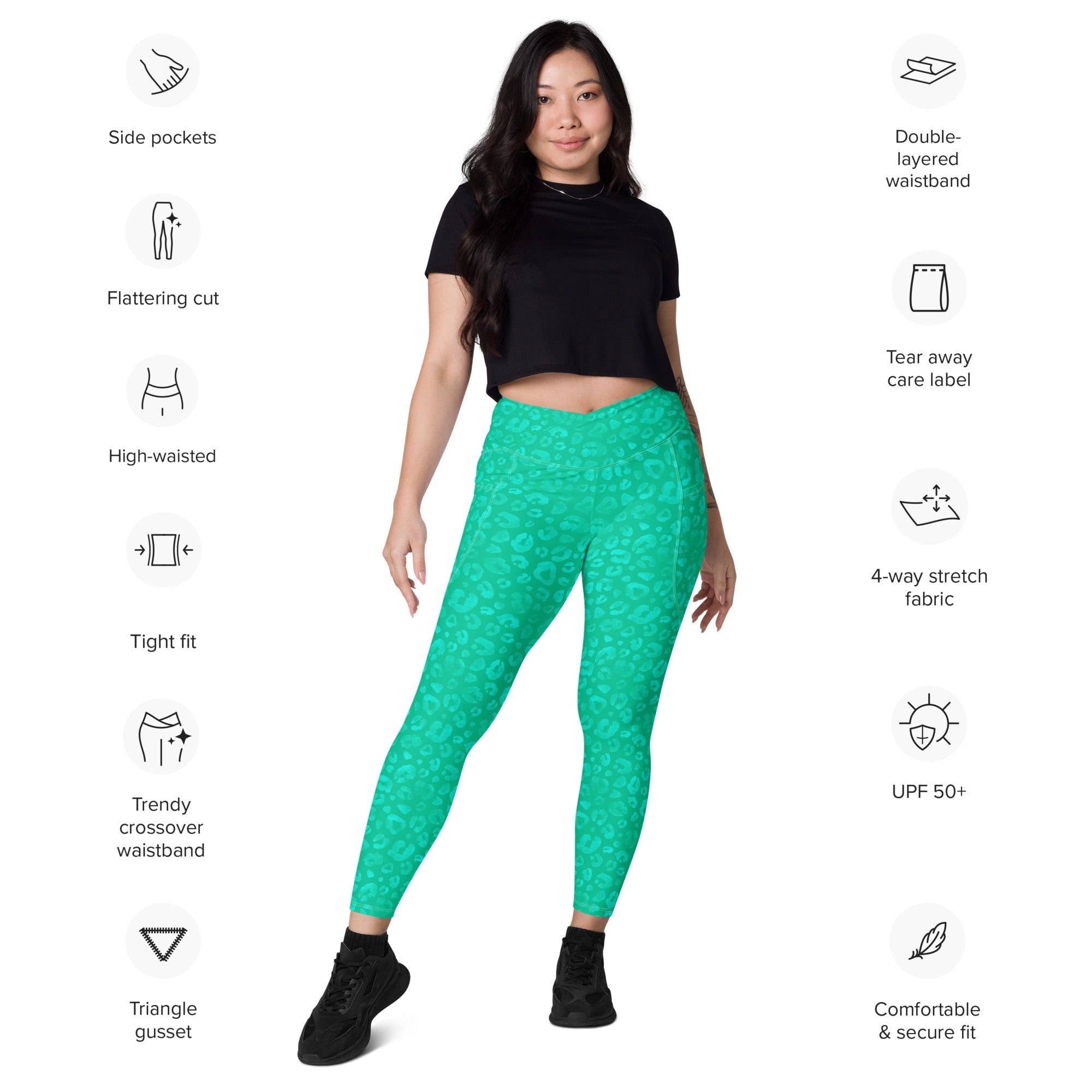 [Wild Side] Parakeet Roar Crossover Leggings with Pockets